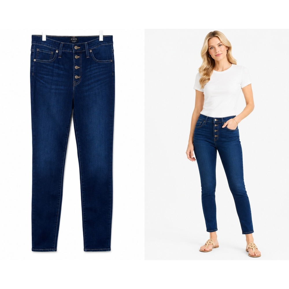 J.Crew Jeans 28 Dark Acedamia High-Rise Skinny Button Fly Dark Denim Stretch